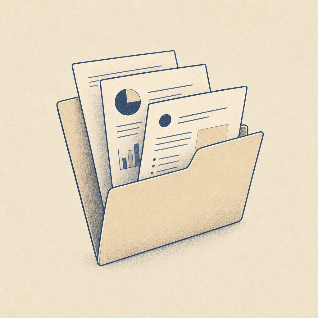 Open folder with fanned documents — board materials.